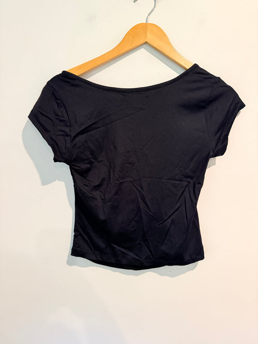 GLASSONS Black Cut Out Short Sleeve Top Size M