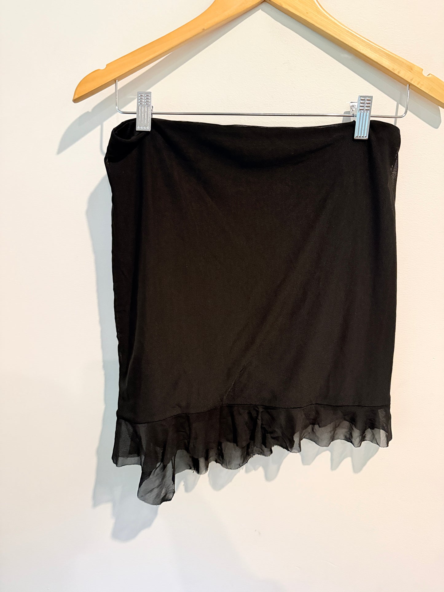 GLASSONS Black Ruffle Hem Wrap Style Skirt Size M