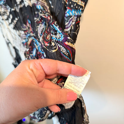 Merric Size 18 Black & White Sheer Floral Paisley Tunic Dress