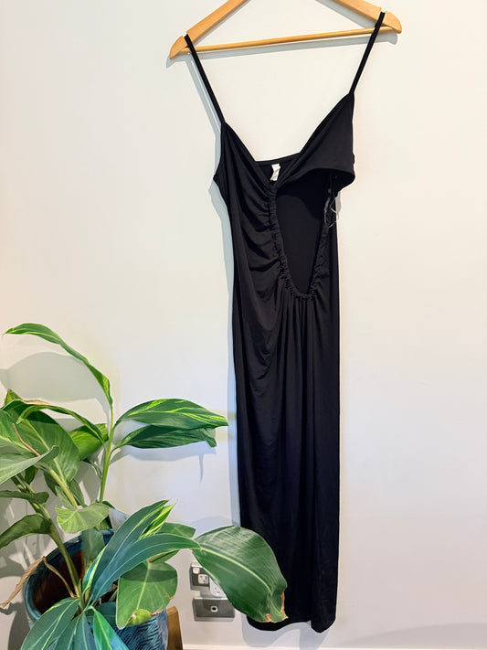 GLASSONS Black Ruched Cut-Out Slip Dress Size M