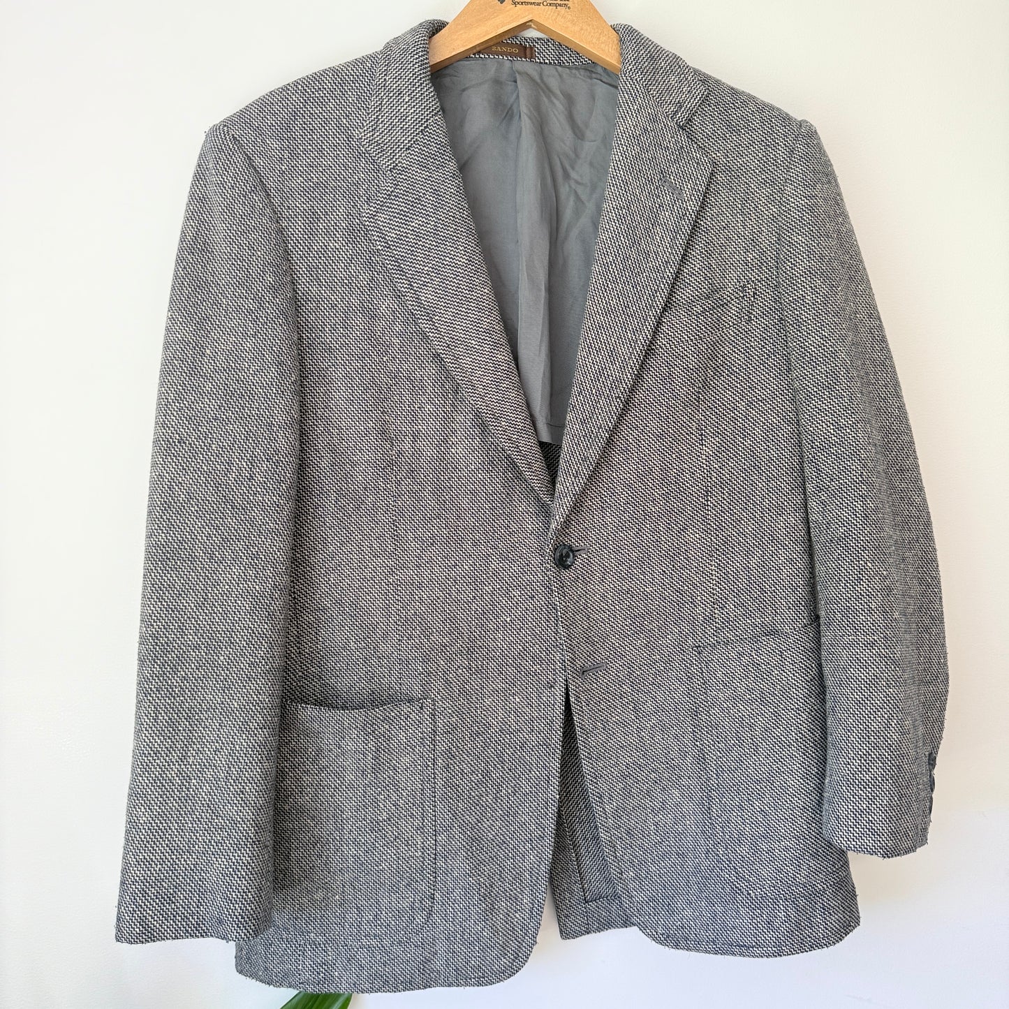 Bando Size U/Arm 49cm Gray Herringbone Blazer Jacket