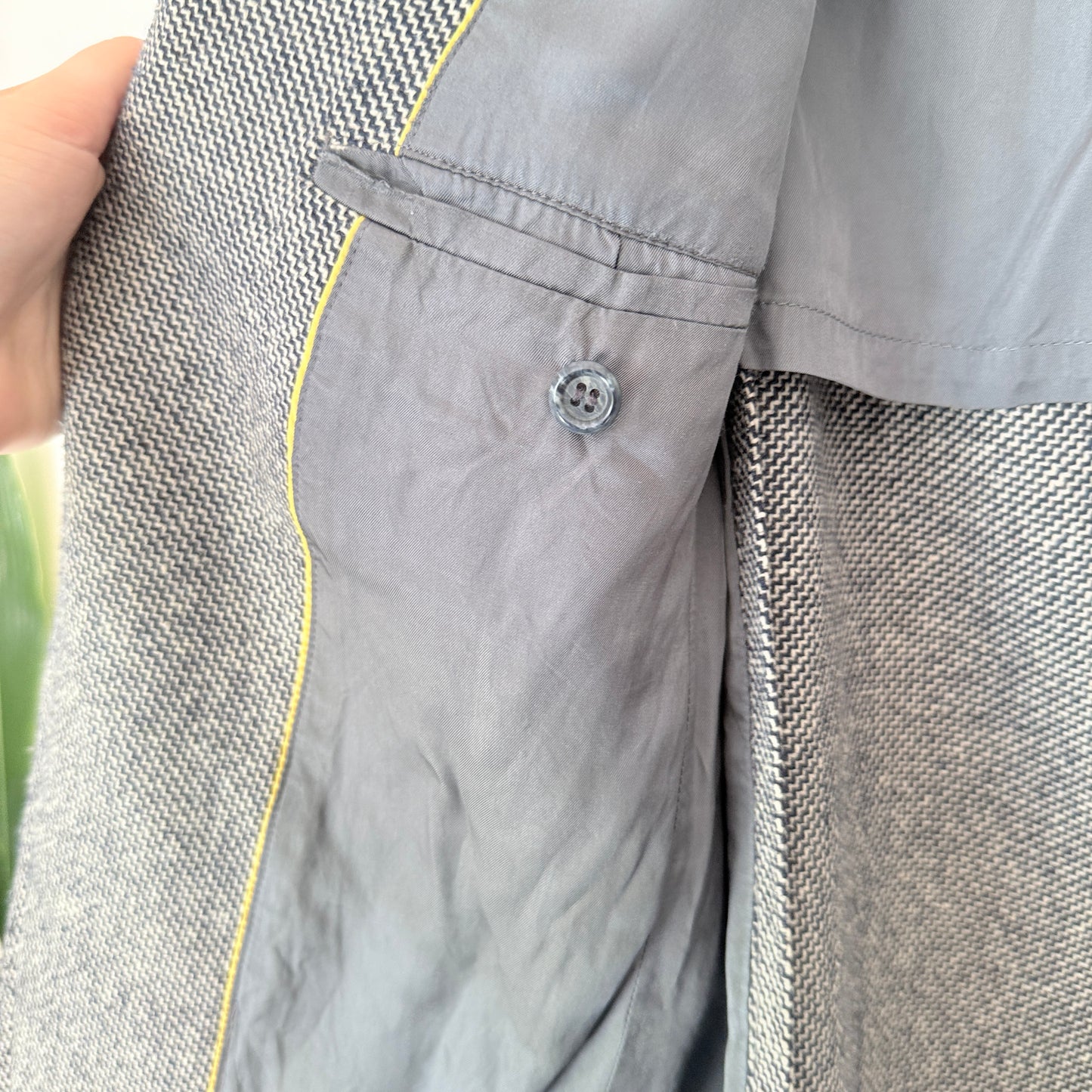 Bando Size U/Arm 49cm Gray Herringbone Blazer Jacket