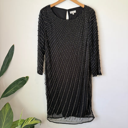 Grace Hill Size 16 Black Beaded Sheath Cocktail Dress