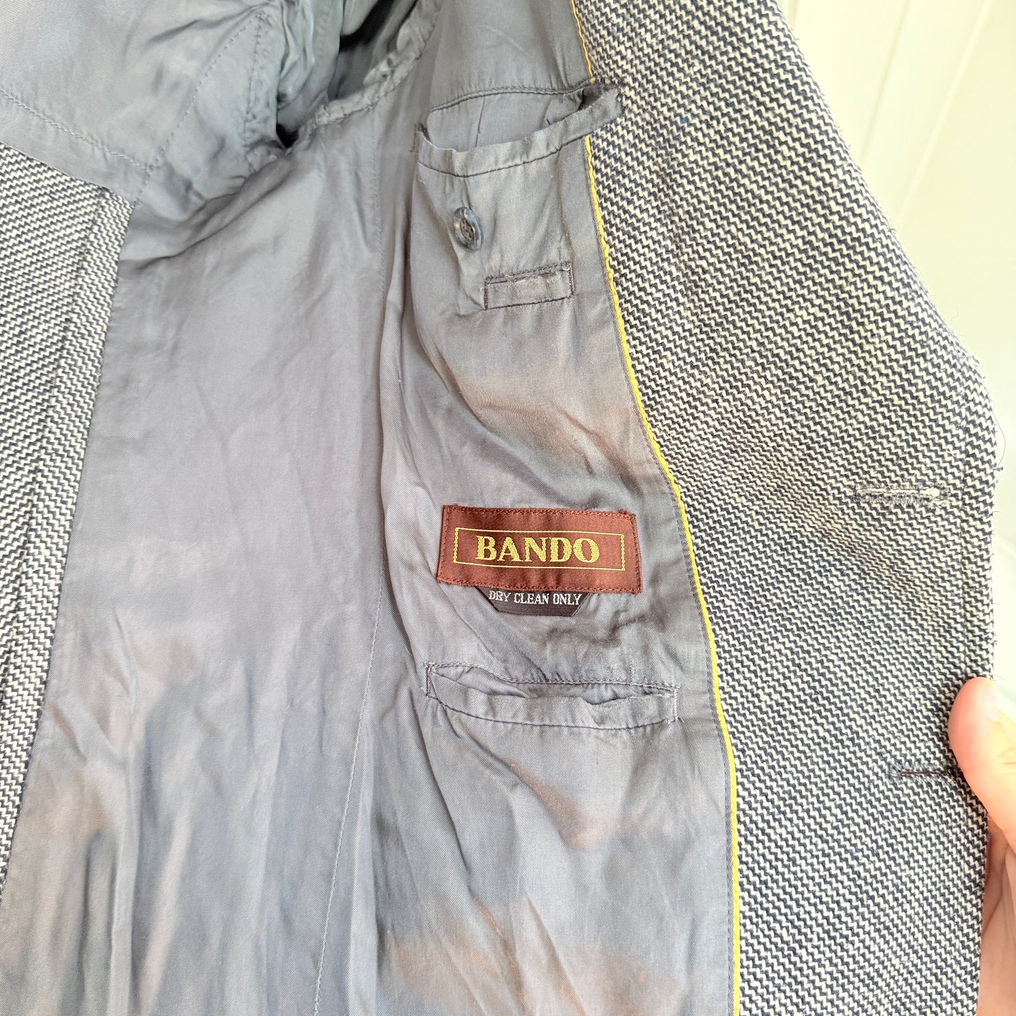 Bando Size U/Arm 49cm Gray Herringbone Blazer Jacket