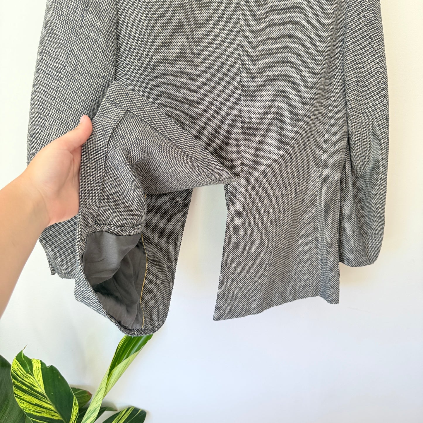 Bando Size U/Arm 49cm Gray Herringbone Blazer Jacket