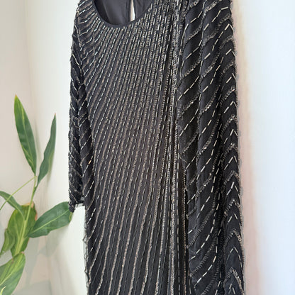 Grace Hill Size 16 Black Beaded Sheath Cocktail Dress