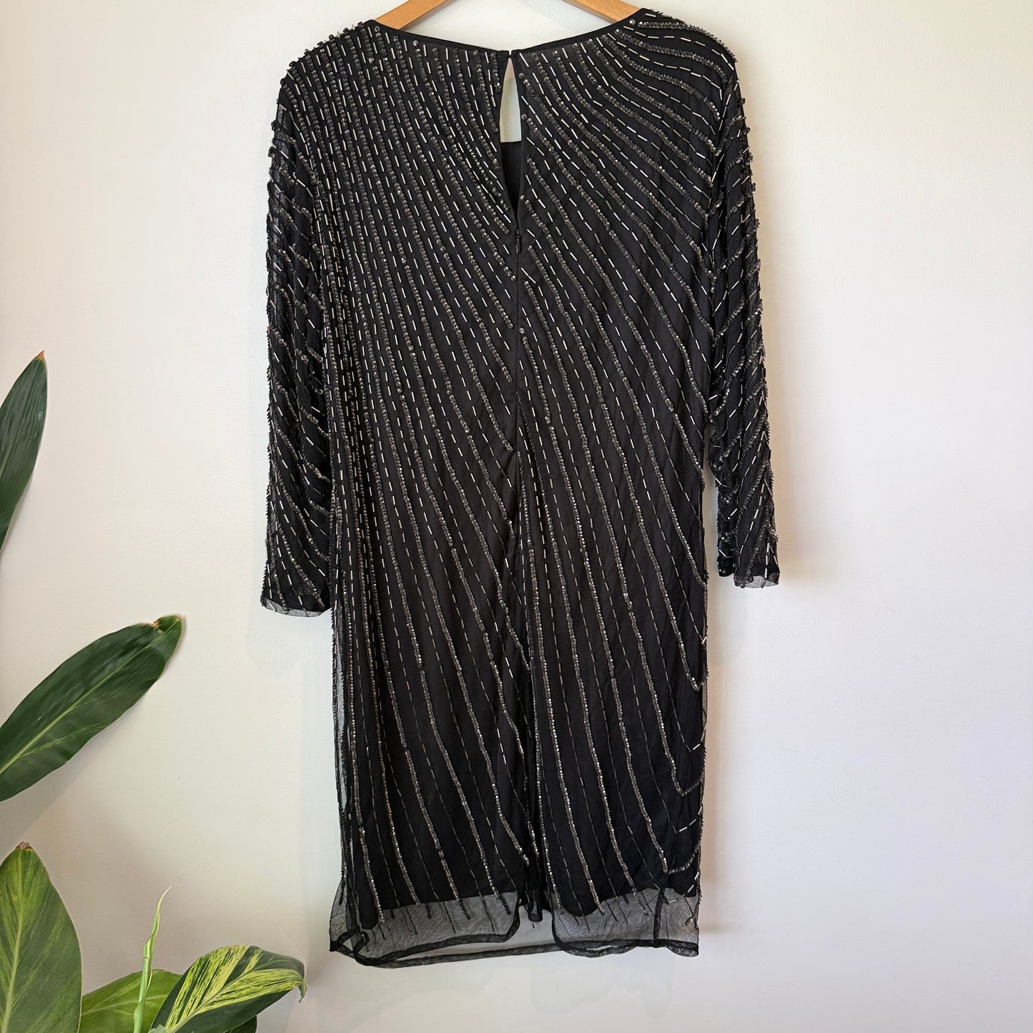 Grace Hill Size 16 Black Beaded Sheath Cocktail Dress