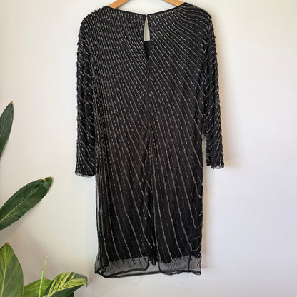 Grace Hill Size 16 Black Beaded Sheath Cocktail Dress