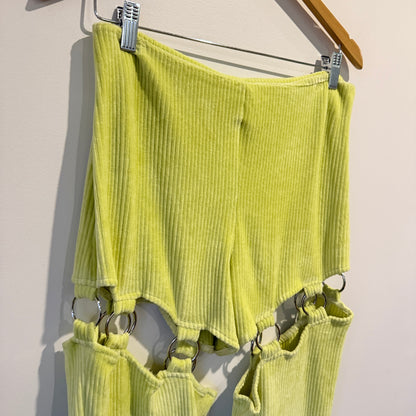 The Ragged Priest Size 12 Rib Velour Flared Pants with O-Ring Cut