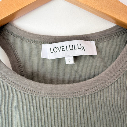 Love Lulu Size 6 Sofia Olive Tank Top