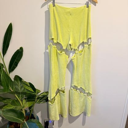 The Ragged Priest Size 12 Rib Velour Flared Pants with O-Ring Cut