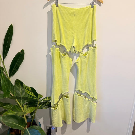 The Ragged Priest Size 12 Rib Velour Flared Pants with O-Ring Cut