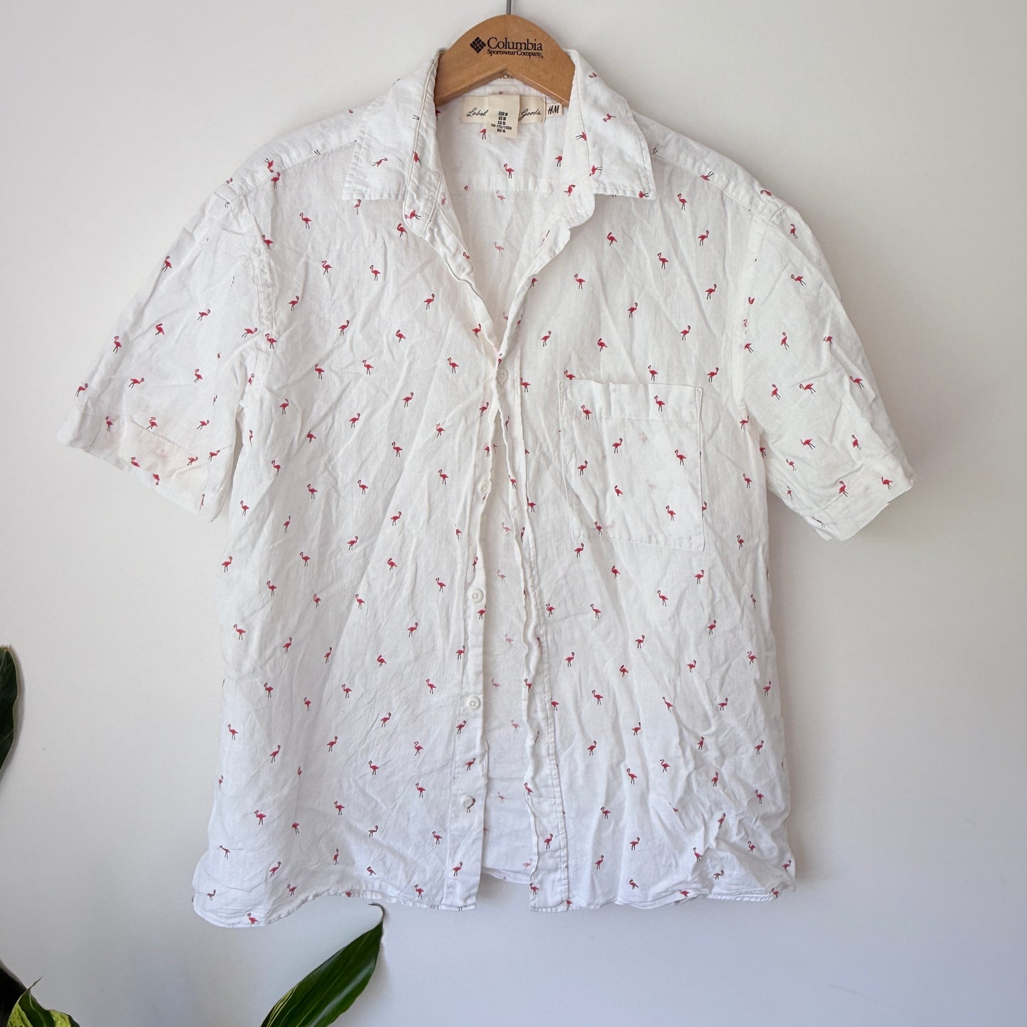 H&M Size M Regular Fit Linen-Blend Shirt Natural White