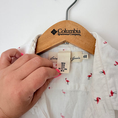 H&M Size M Regular Fit Linen-Blend Shirt Natural White