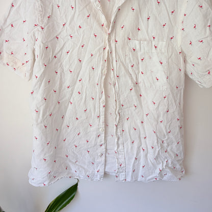 H&M Size M Regular Fit Linen-Blend Shirt Natural White