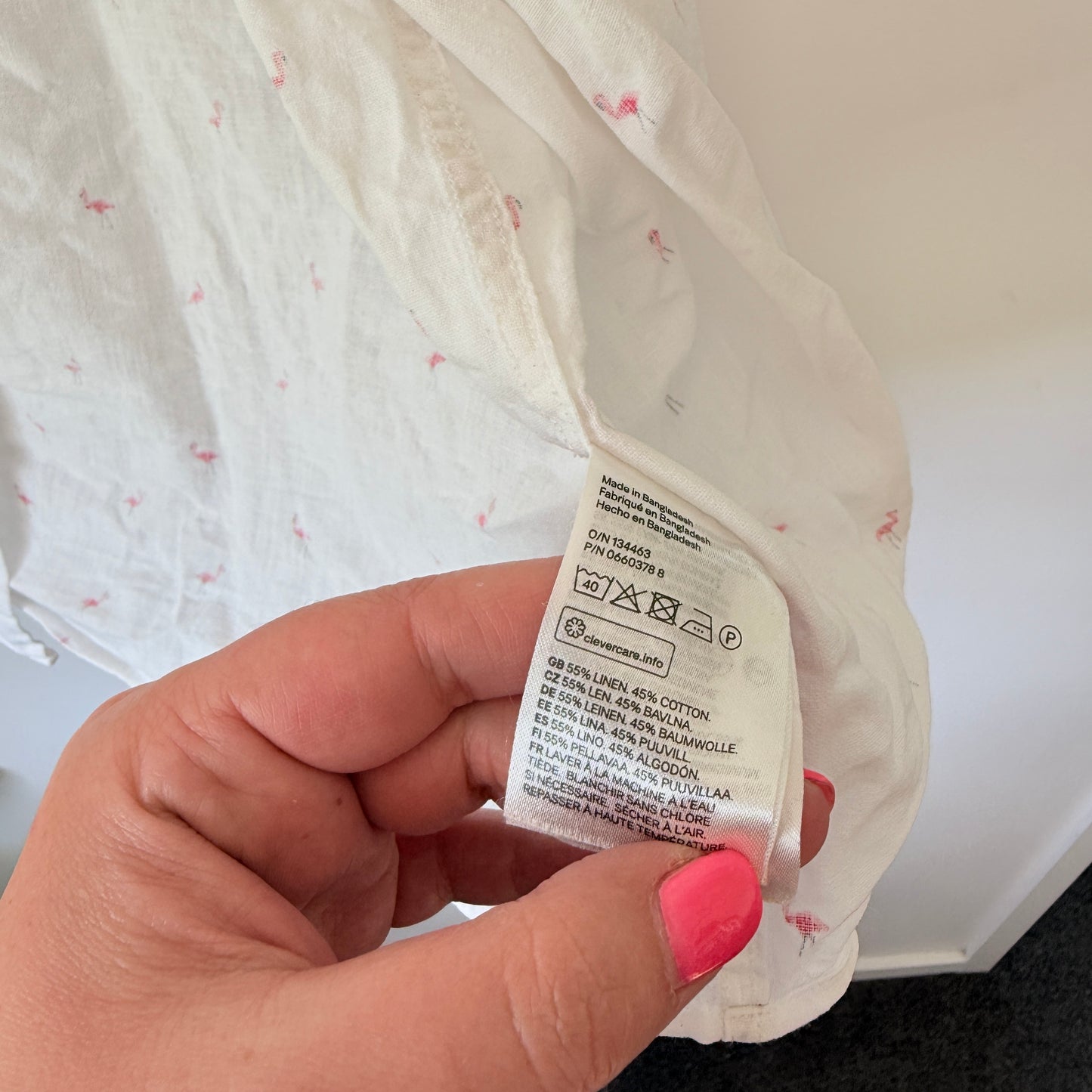 H&M Size M Regular Fit Linen-Blend Shirt Natural White