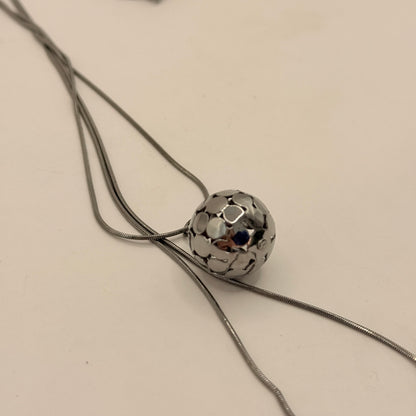 Silver Multi-Ring Pendant Necklace