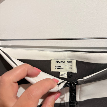 RVCA Size 28 Black & White Striped Mini Skirt