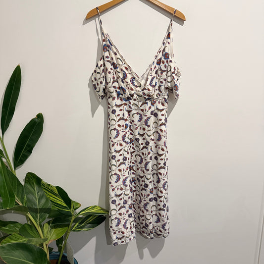 Kookai Size 36 Floral Cold Shoulder 100% Silk Midi Dress