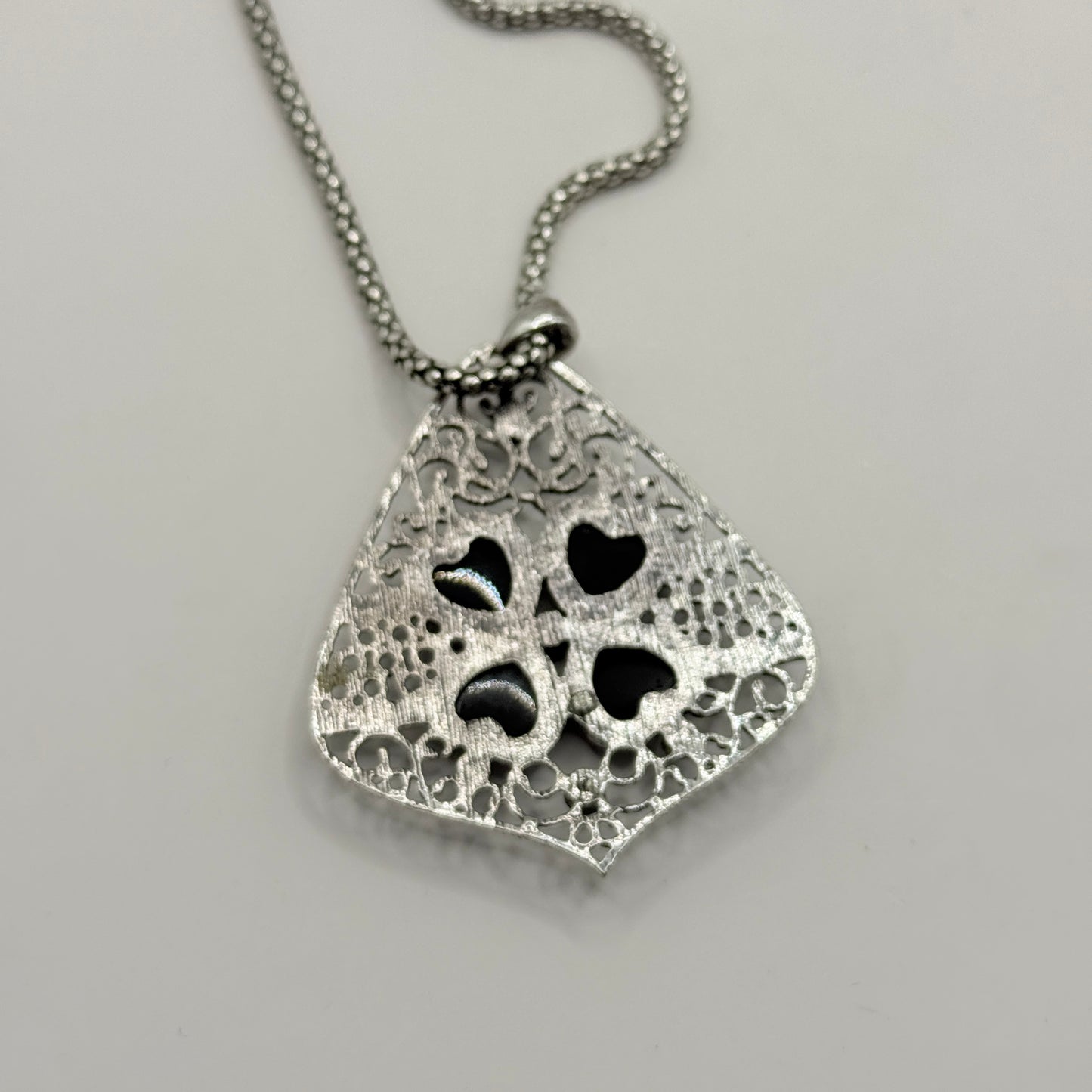 Black Heart Filigree Pendant Necklace