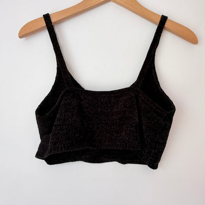 Glassons Size S Black Velvet Chenille Cropped Tank Top
