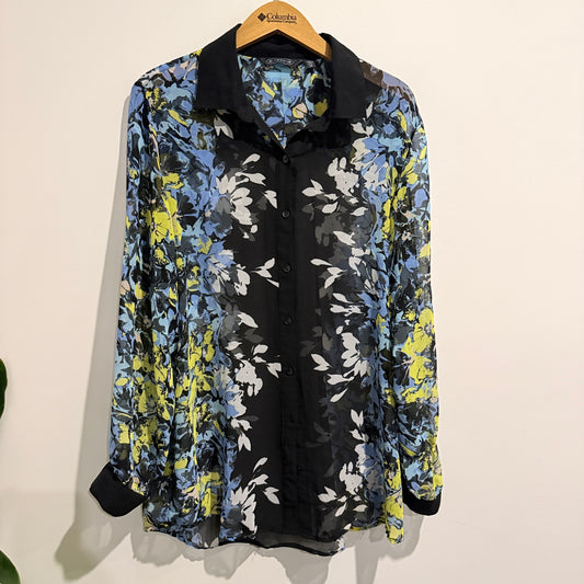 Glassons Size 14 Long Sleeve Honey Floral Blouse