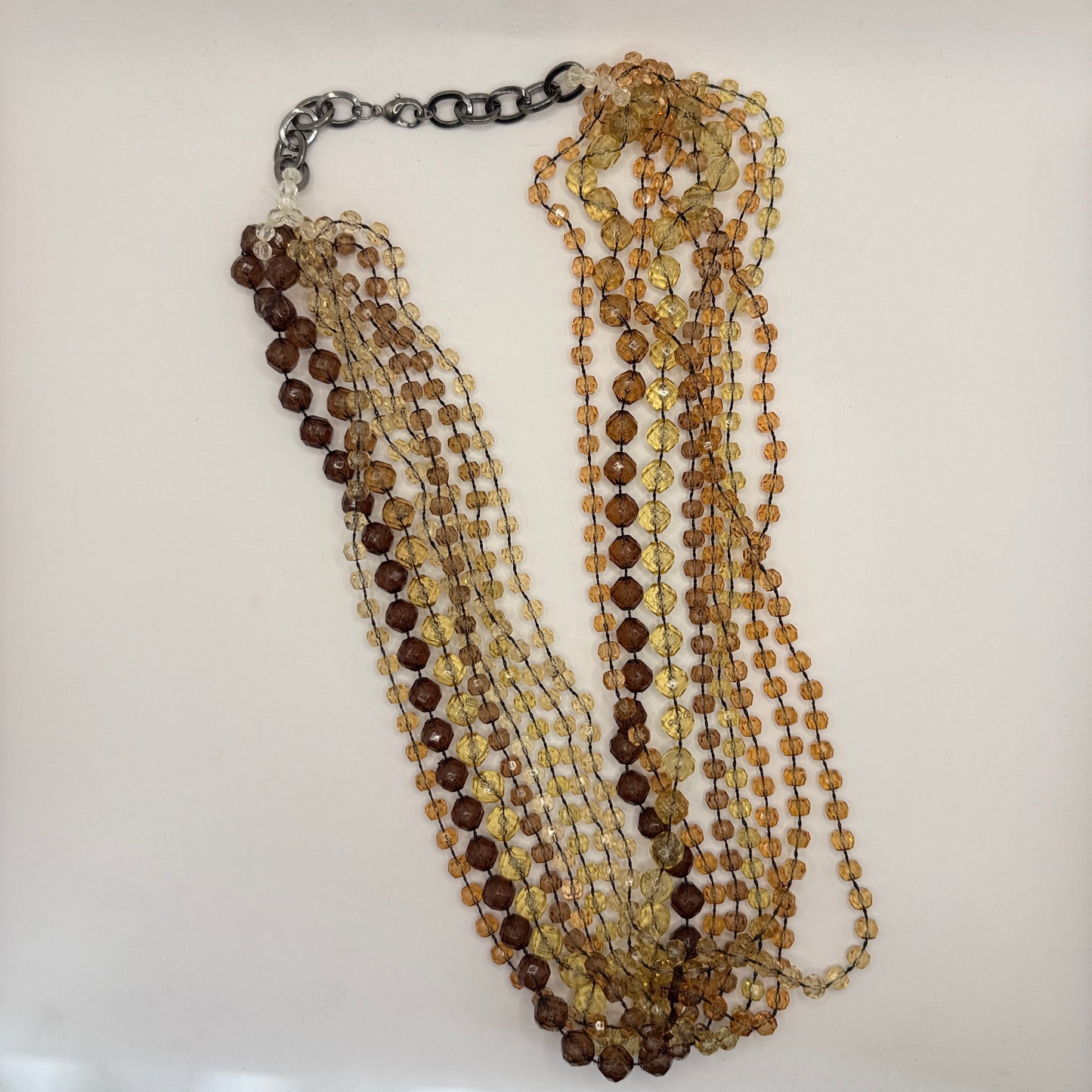 Multi-Strand Amber-Tone Beaded Necklace