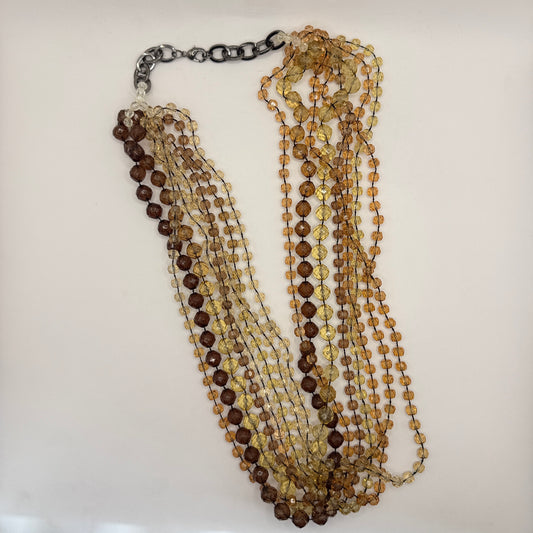 Multi-Strand Amber-Tone Beaded Necklace