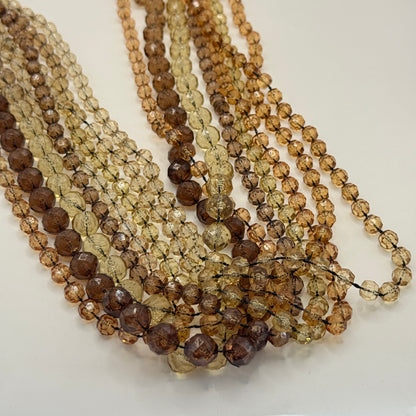 Multi-Strand Amber-Tone Beaded Necklace