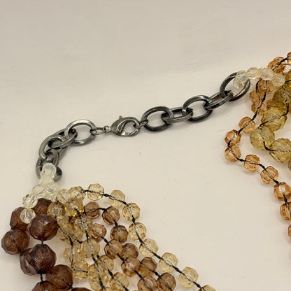 Multi-Strand Amber-Tone Beaded Necklace