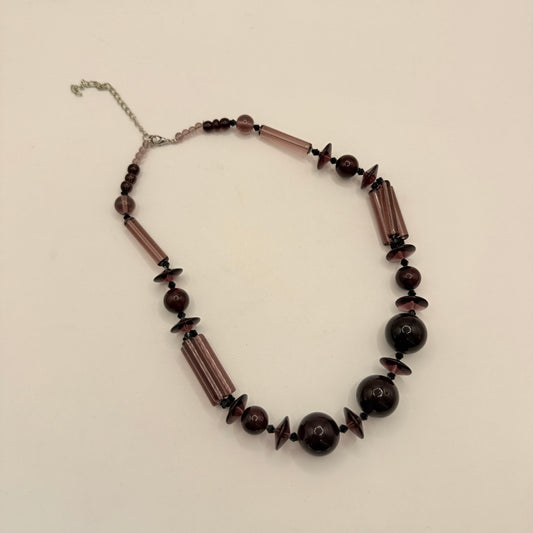 Plum & Amethyst-Tone Beaded Necklace
