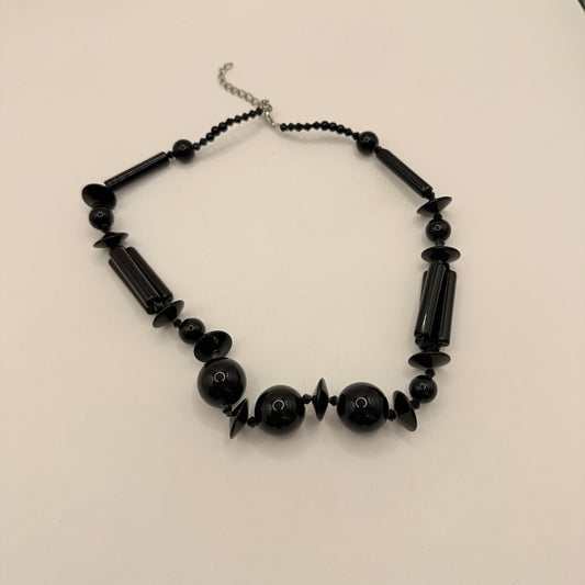 Black Beaded Statement Necklace