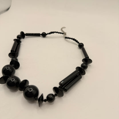 Black Beaded Statement Necklace