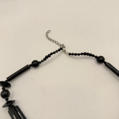 Black Beaded Statement Necklace