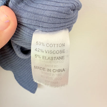 Glassons Size XS Blue Ribbed Knot-Front Crop Top