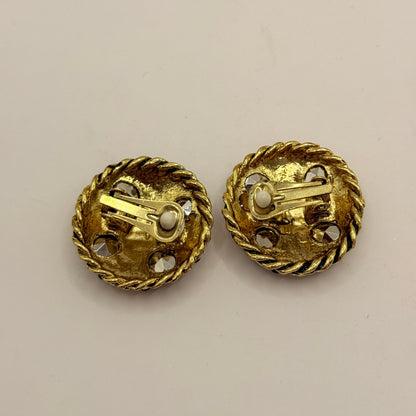 Gold-Tone Clip-On Earrings with Red Gem Accents
