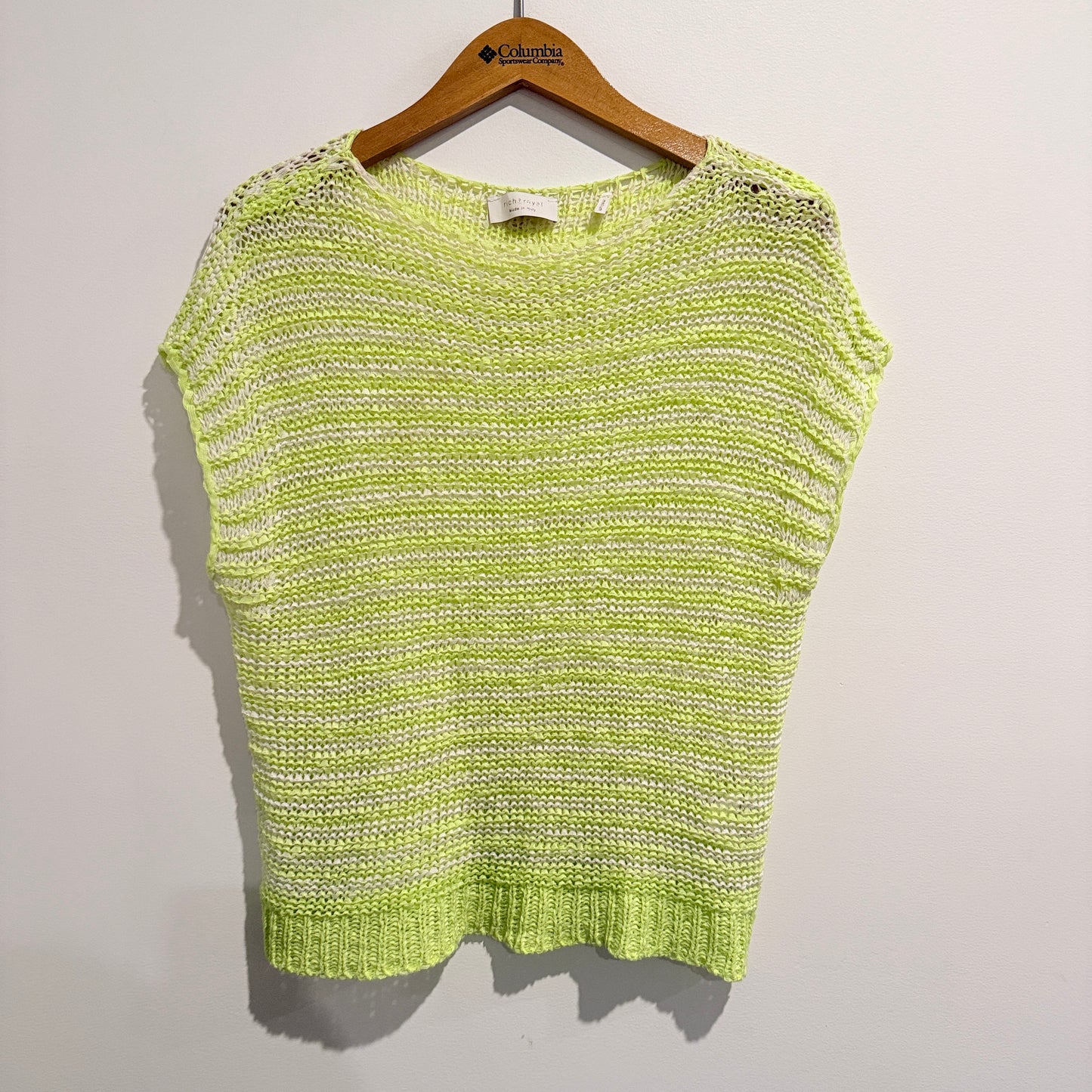 Rich & Royal Size Medium Green Cotton Sleeveless Knit Sweater Top