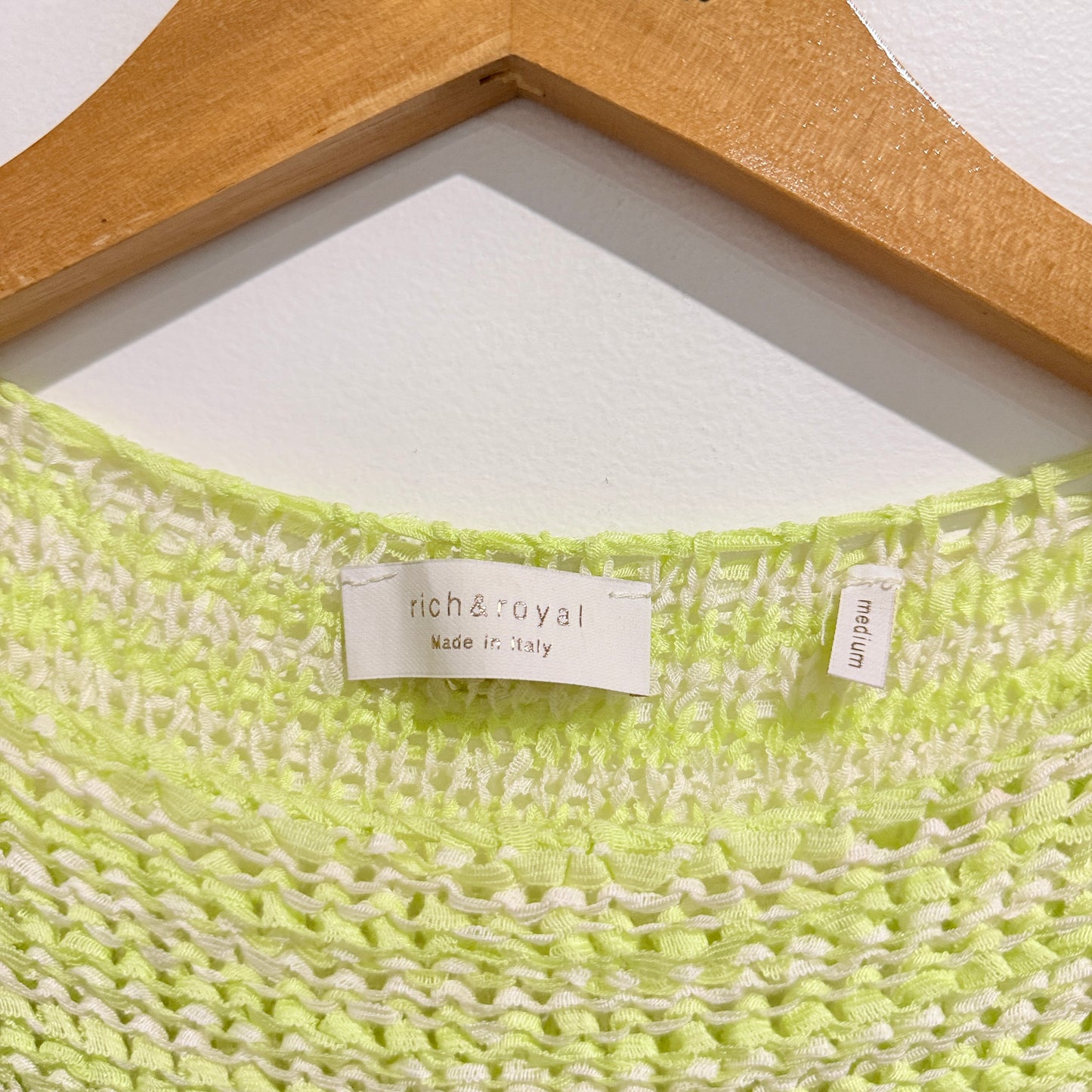 Rich & Royal Size Medium Green Cotton Sleeveless Knit Sweater Top