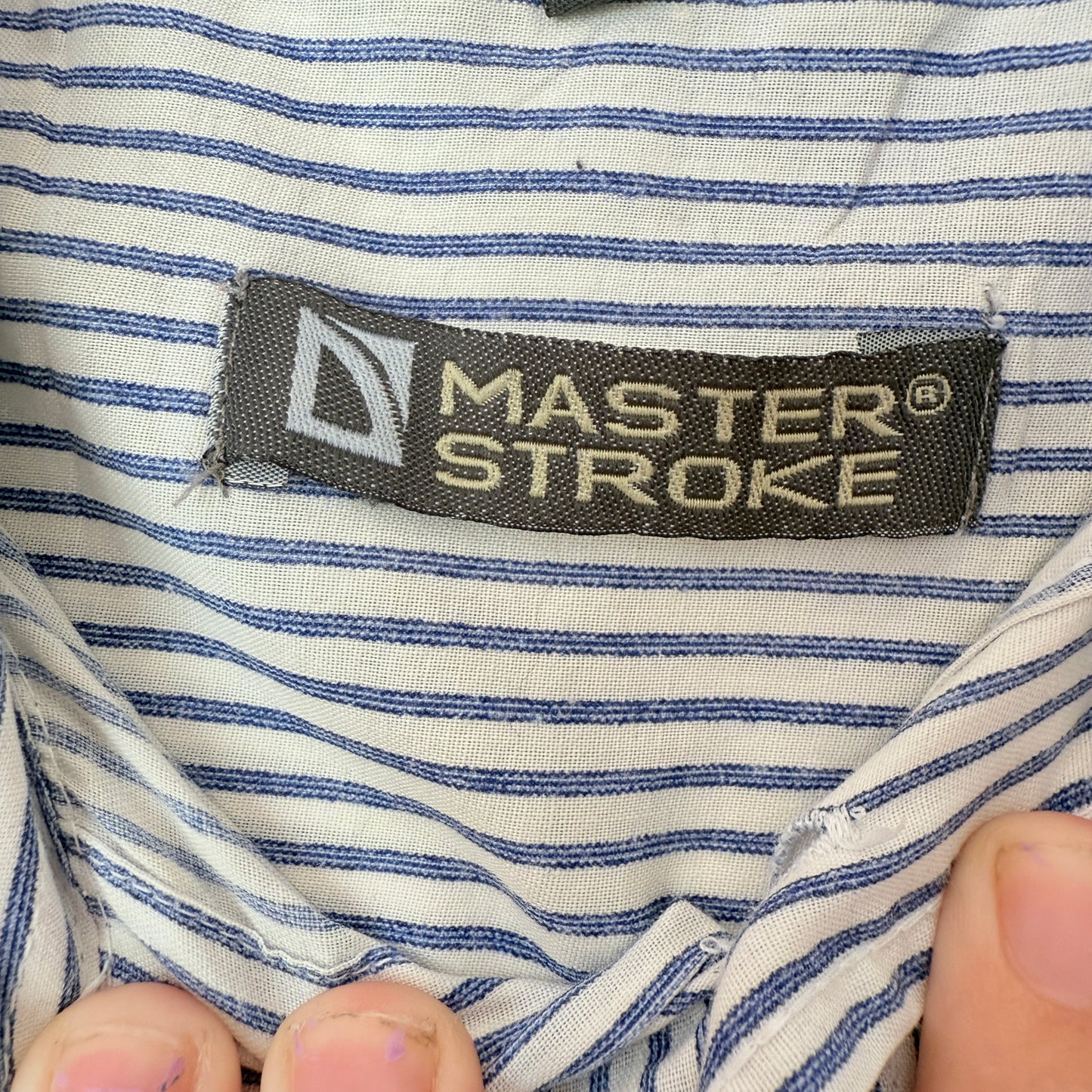 Master Stroke Size XL Striped Band-Collar Shirt