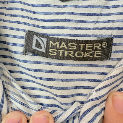 Master Stroke Size XL Striped Band-Collar Shirt