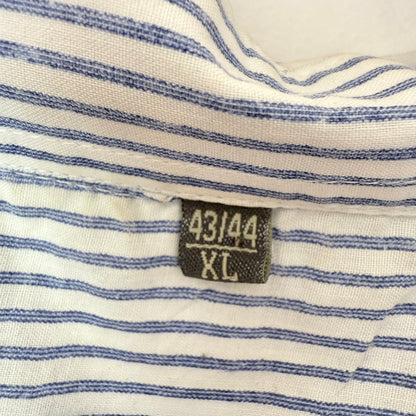 Master Stroke Size XL Striped Band-Collar Shirt