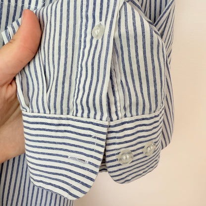 Master Stroke Size XL Striped Band-Collar Shirt