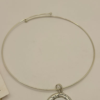 Silver-Tone Oval Pendant Necklace & Matching Earrings Set