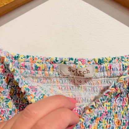 Switch Girls Size 10 Floral Cotton Crop Top