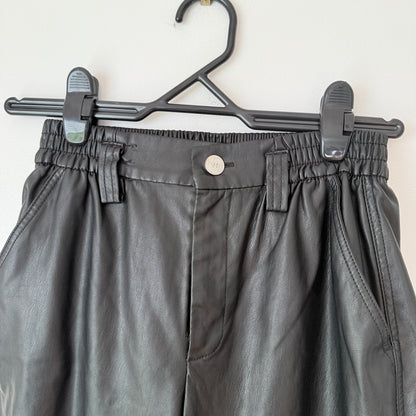 Bershka Size M Black Faux Leather Jogger Trousers