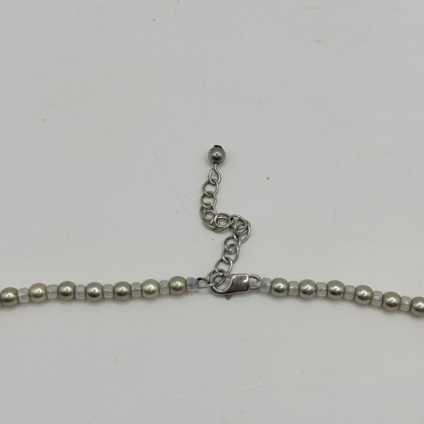 Layered Pearl-Style Bib Necklace with Soft Silver Tones