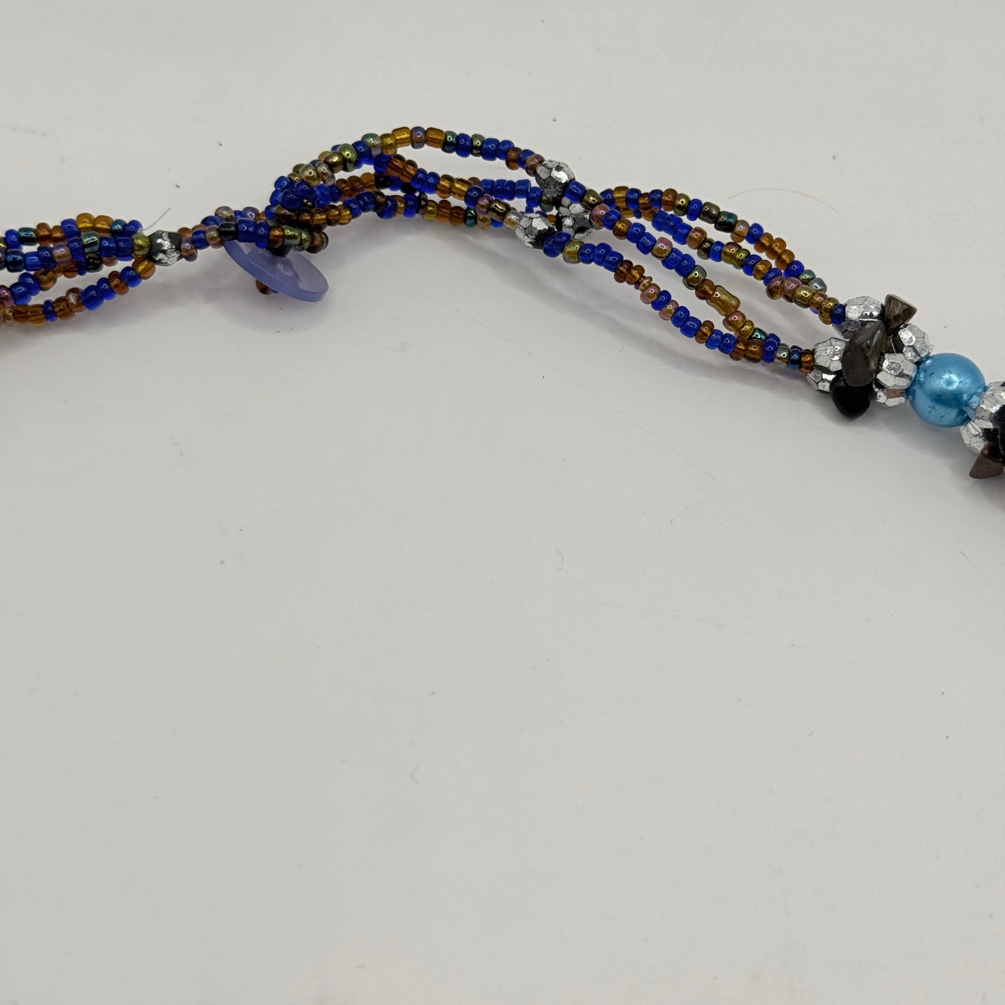 Multicolour Stone Cluster Necklace with Beaded Tassel Detail