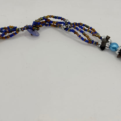 Multicolour Stone Cluster Necklace with Beaded Tassel Detail