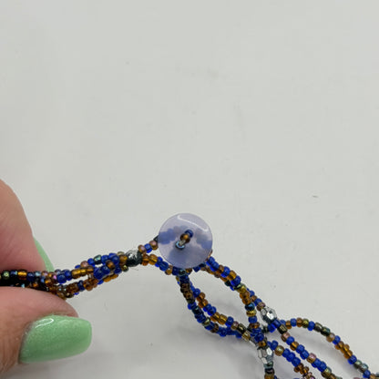 Multicolour Stone Cluster Necklace with Beaded Tassel Detail
