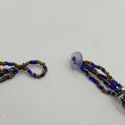 Multicolour Stone Cluster Necklace with Beaded Tassel Detail